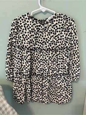 Zara Black and White Floral Tiered Dress